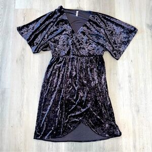 Purple Crushed Velvet midi dress size Medium Xhiliration Y2K